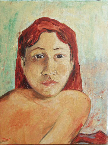 Portrait femme éventail Gauguin